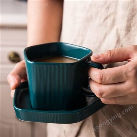 哑光陶瓷咖啡杯碟组合 咖啡厅餐厅陶瓷杯碟 北欧拿铁咖啡杯