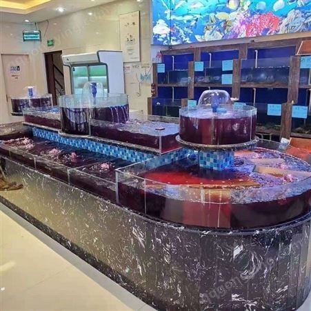 HSA-01邵阳海鲜鱼缸商用饭店超市水产贝类缸酒店定制移动海鲜池制冷机一体缸