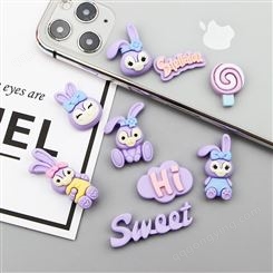 紫色兔兔系列新款diy奶油胶手机壳头饰发夹树脂配件滴胶材料包