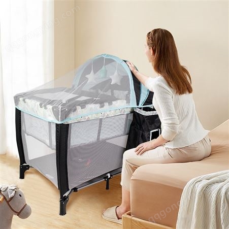 BP8101R婴儿床多功能蚊帐可折叠宝宝移动便携式新生儿尿布台游戏儿童床