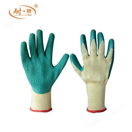 劳保手套 透气耐磨防滑工作用 绿色发泡乳胶浸胶防护