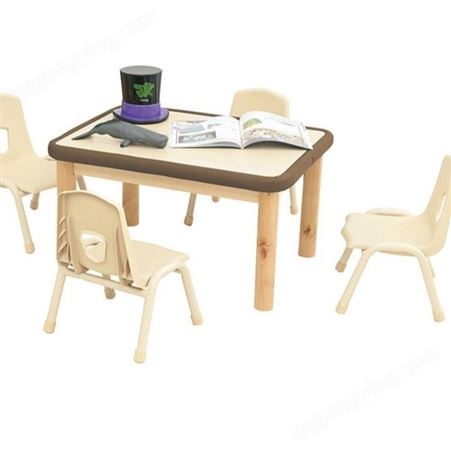 幼儿园实木四人桌学习桌儿童学生培训写字圆桌正方桌桌椅