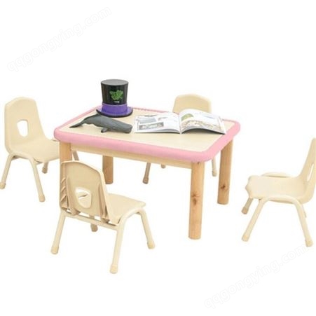 幼儿园实木四人桌学习桌儿童学生培训写字圆桌正方桌桌椅