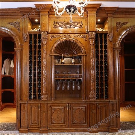 古典实木酒柜组合 原木色 中式家具吧台 接受定制 青云阳光