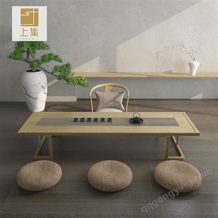 SJTTM-001新中式实木榻榻米日式茶桌洽谈家具生产厂家