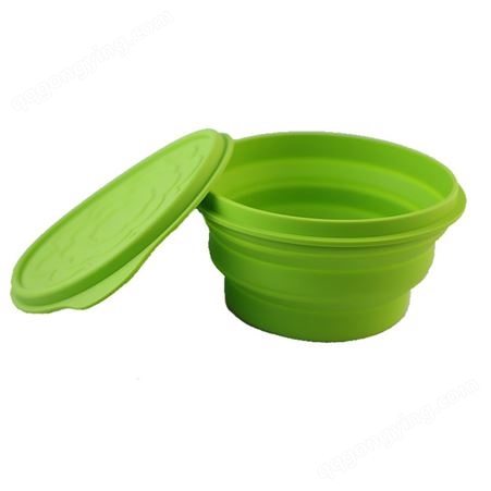 户外便携圆形硅胶折叠碗野餐可伸缩泡面碗易清洗旅行带盖伸缩碗