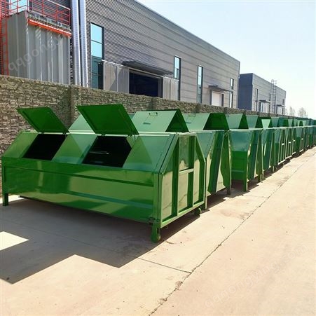 3方绿色车载垃圾箱小型勾臂户外不锈钢收集箱垃圾车配件厂家